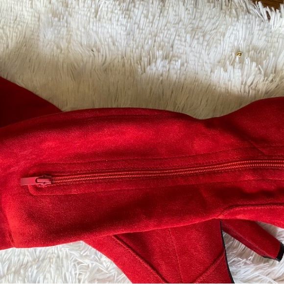 New womens Sz 6.5 over the knee high heels red suede sexy party boots - Picture 8 of 10